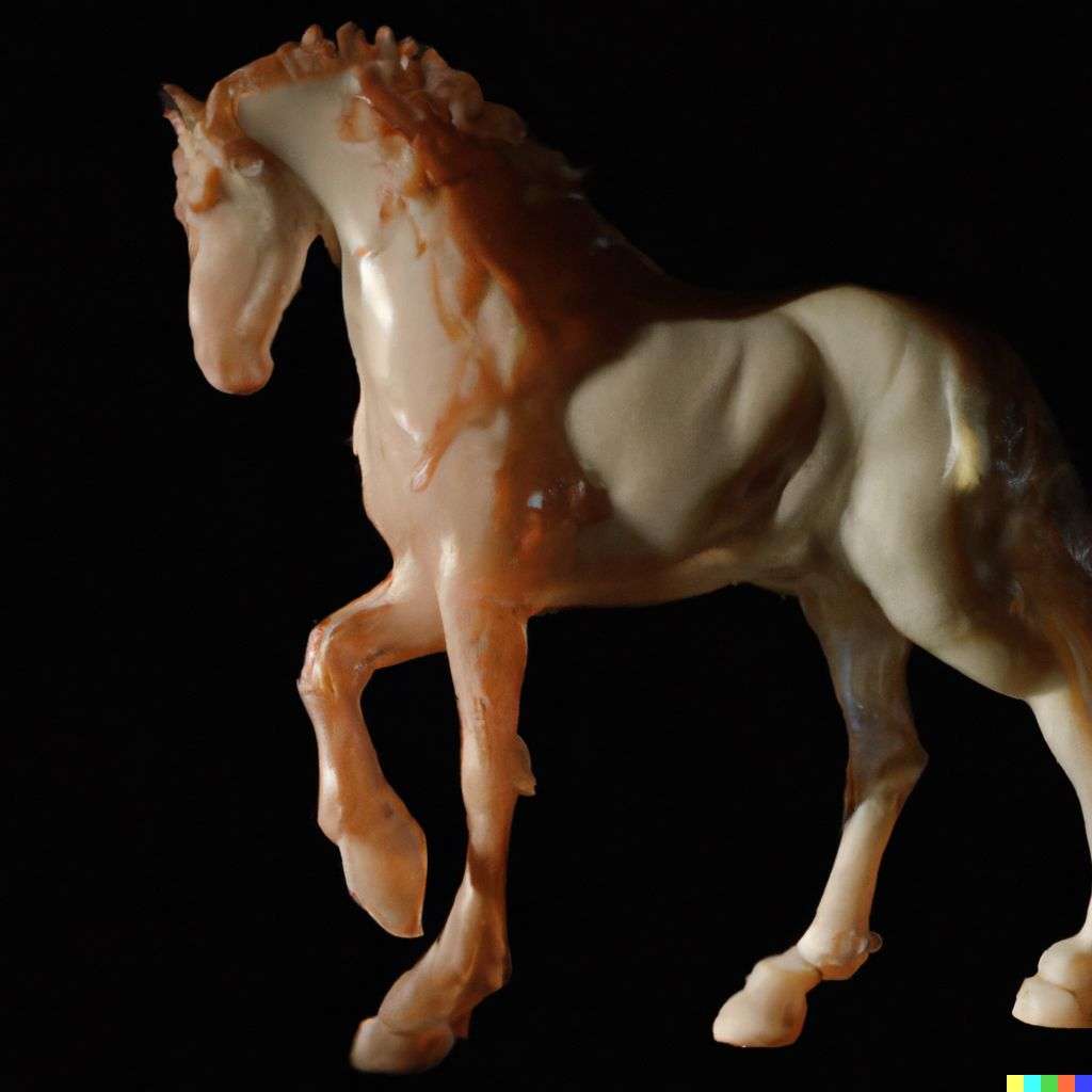 a horse, sculpture made from wax, subsurface scattering